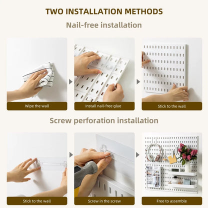 4PCS White Pegboard Combination Kit with 4 Pegboards and 17 Accessories Modular Hanging