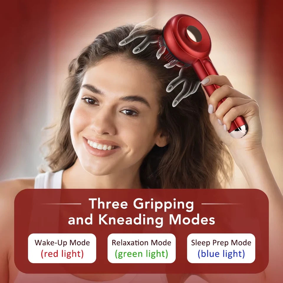 Electric Vibration Massage Comb Red Blue Light Therapy Hair Growth Massage Scalp Brush Oil Liquid