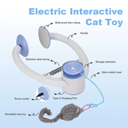 Cat Toys Electric Door Hanging Cat Toy Interactive Cat Toy USB Rechargeable Self Play Toy Retractable