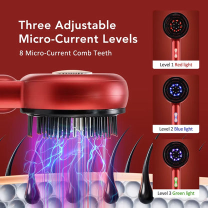 Electric Vibration Massage Comb Red Blue Light Therapy Hair Growth Massage Scalp Brush Oil Liquid