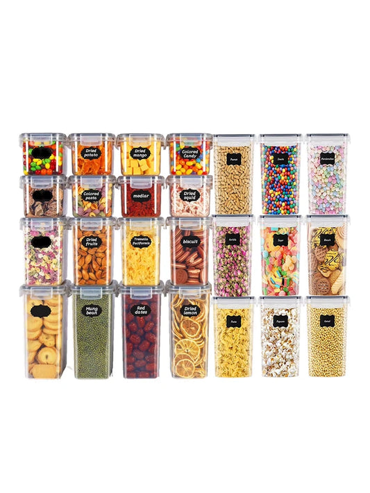 48pcs Sealed food storage containers with LIDS plastic kitchen pantry dry cargo jars of lactose