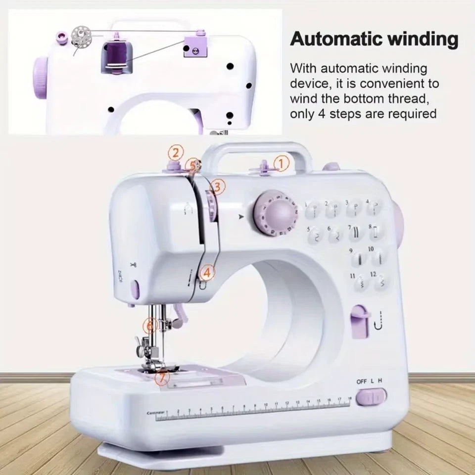 Electric Sewing Machine with Extension Table Foot Pedal Light and Sewing Kit Tools for 12 Built-in Stitches