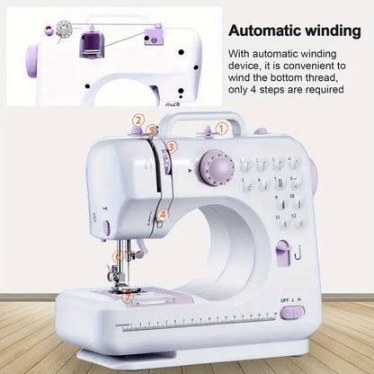 Electric Sewing Machine with Extension Table Foot Pedal Light and Sewing Kit Tools for 12 Built-in Stitches