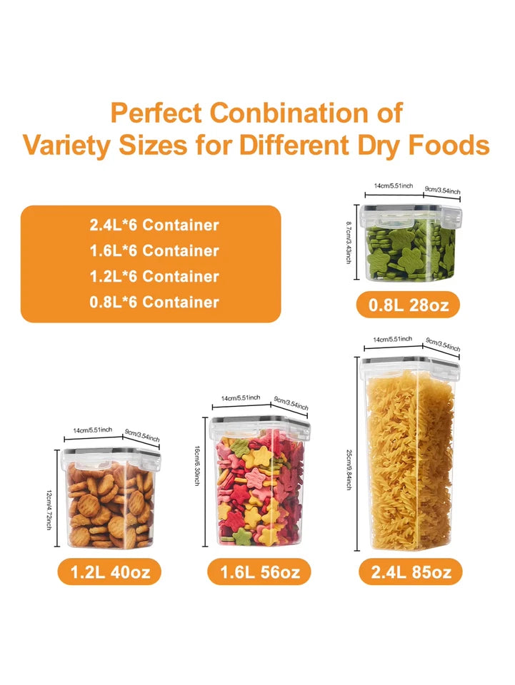 48pcs Sealed food storage containers with LIDS plastic kitchen pantry dry cargo jars of lactose