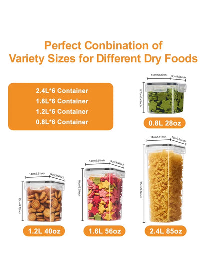 48pcs Sealed food storage containers with LIDS plastic kitchen pantry dry cargo jars of lactose