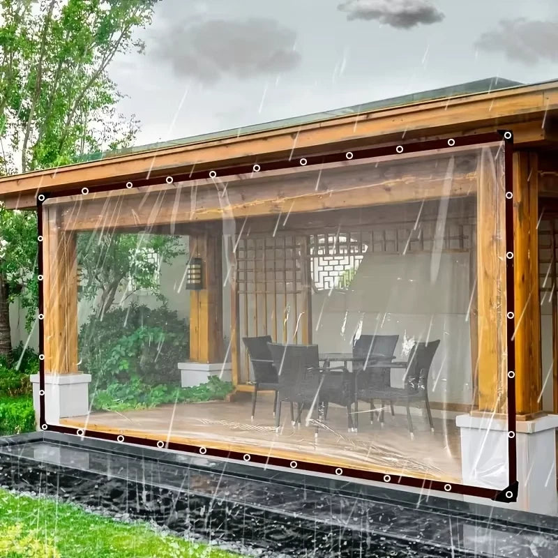 Waterproof and windproof heavy duty clear vinyl tarpaulin outdoor balcony rain
