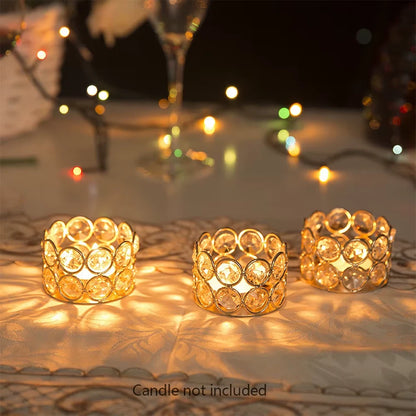 24PCS Crystal Gold Votives Candle Holder Elegant Decorative Tealight Candle Holders for Weddings