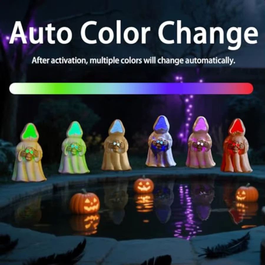 Halloween Decorations Indoor Ghost Statue Funny Skeleton Light Decor for Home Garden Outdoor Indoor
