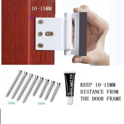 Home Security Door Reinforcement Lock Child Proof Door Lock with Screws for Inward Swinging Door Security