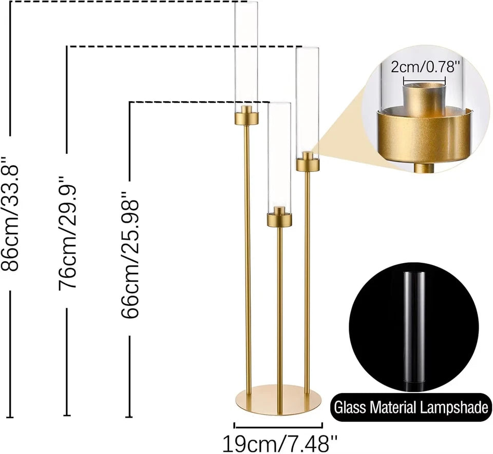4 PCS Gold Candelabra 3 Arm Candle Holders Centerpiece For Table Centerpiece NEW