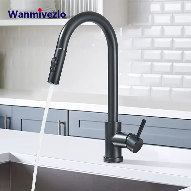 Pull Out Kitchen Faucets 360° Rotation Kitchen Mixer Tap Single Lever Mixer Tap Kitchen Sink
