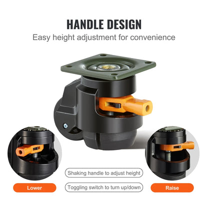 4 Pcs Leveling Casters Heavy Duty Swivel Caster Wheels with Handle Design Height Adjustable Feet
