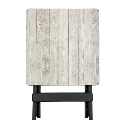 19 Inch Plastic Folding Side Table Gray Wood Grain, Lightweight Outdoor Camp Table for Patio Deck Camping