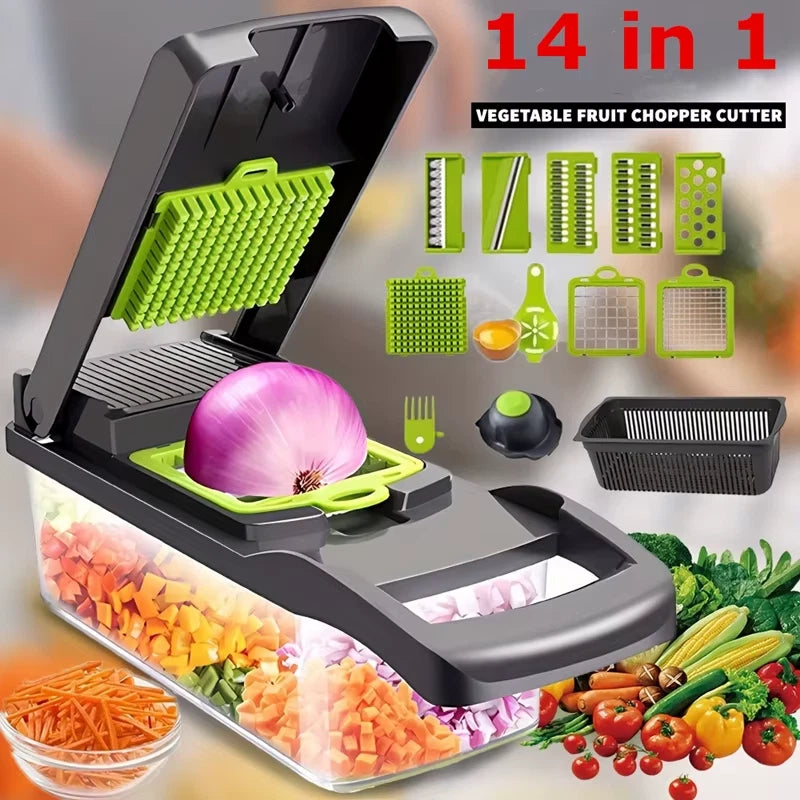 Multifunctional Vegetable Chopper 14 In One Chopper Handle Food Grate Chopper Kitchen Vegetable Slicer Dicing