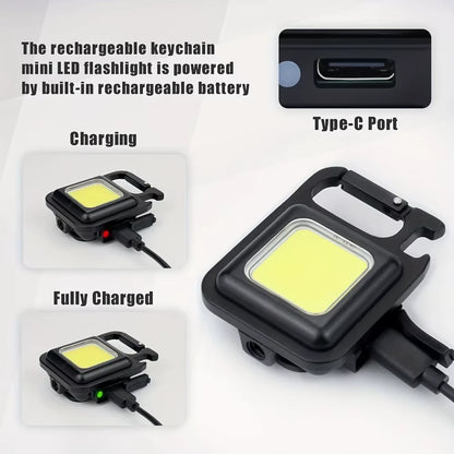 Single  sided Emergency Night Light Multifunctional USB rechargeable Mini Keychain Light
