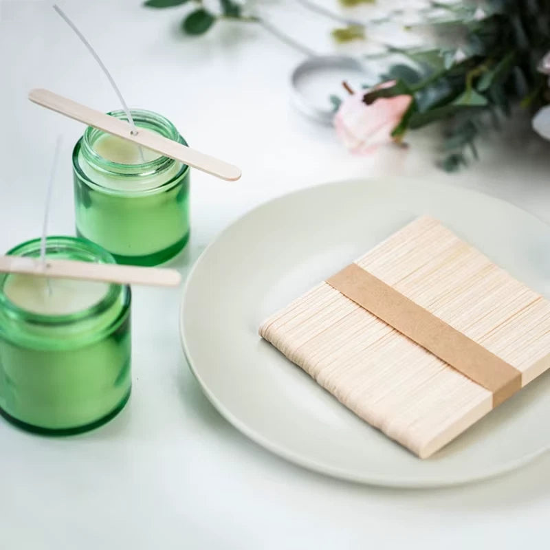 50 PCS Wooden Candle Wick Holders Candles Bars Holders For Candle Making Perfect