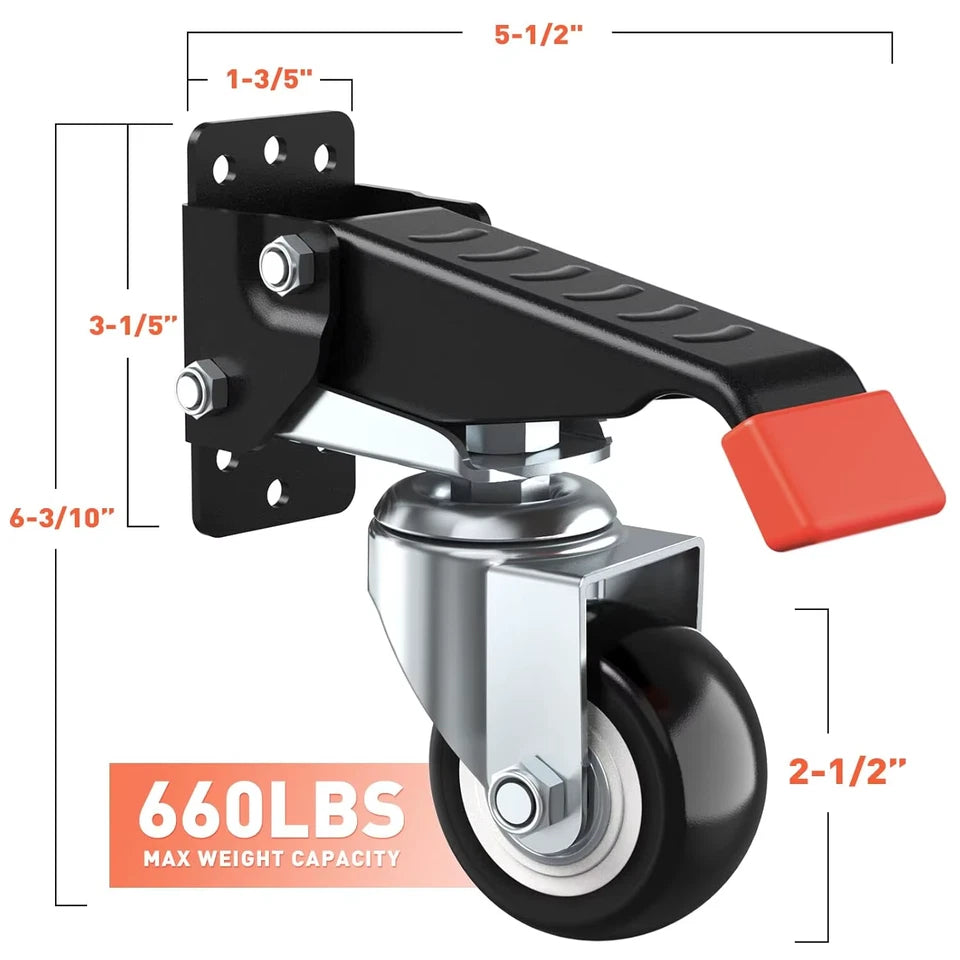 Casters kit 660 Lbs Retractable Casters Heavy Duty Bench Caster Wheels Designed for Workbenches