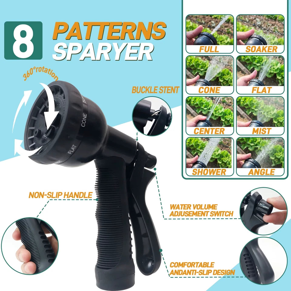 25 ft Expandable Garden Hose With Nozzle Lightweight & Durable, No-Kink Flexible Hose For Car Washing