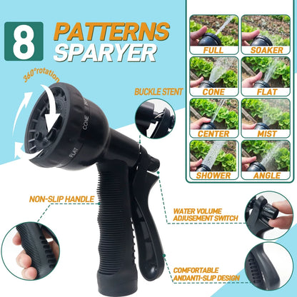25 ft Expandable Garden Hose With Nozzle Lightweight & Durable, No-Kink Flexible Hose For Car Washing