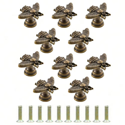 10Pcs Antique Alloy Small Cabinet Knob Creative Bee Knobs for Furniture Single Hole Scandinavian Style Wardrobe