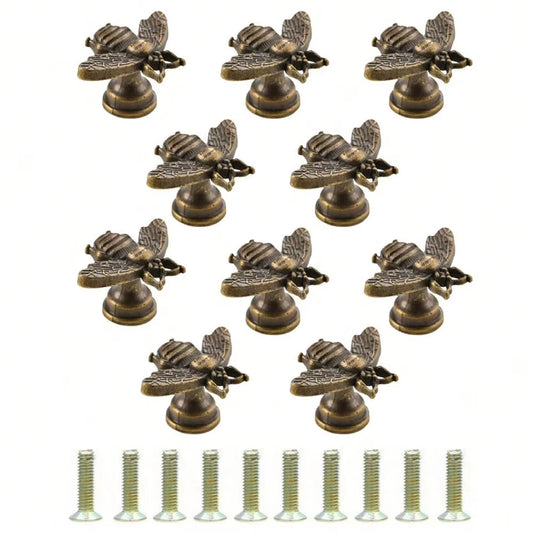 10Pcs Antique Alloy Small Cabinet Knob Creative Bee Knobs for Furniture Single Hole Scandinavian Style Wardrobe