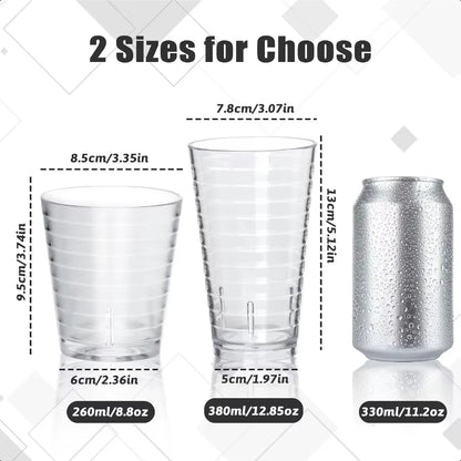 6 Pcs Plastic Cups Clear Reusable Drinking Glasses Acrylic Stackable Tumblers Transparent Unbreakable Water Cup