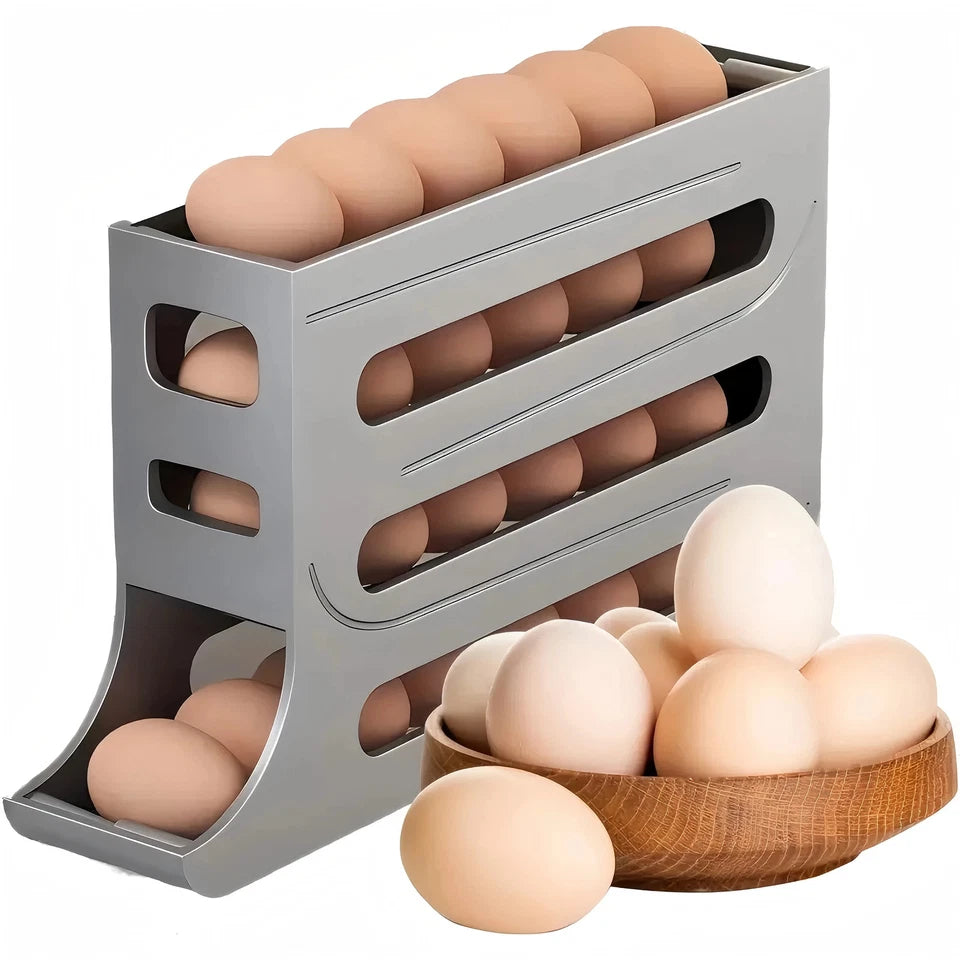 4 Tiers Egg Holder for Fridge Automatic Egg Rolling Rack 30 Eggs Storage Rack Egg Distributor for Refrigerator