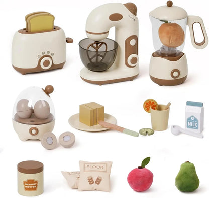 Kitchen Set Wooden Play Kitchen Appliances with Toaster Mixer Blender kitchen Playset