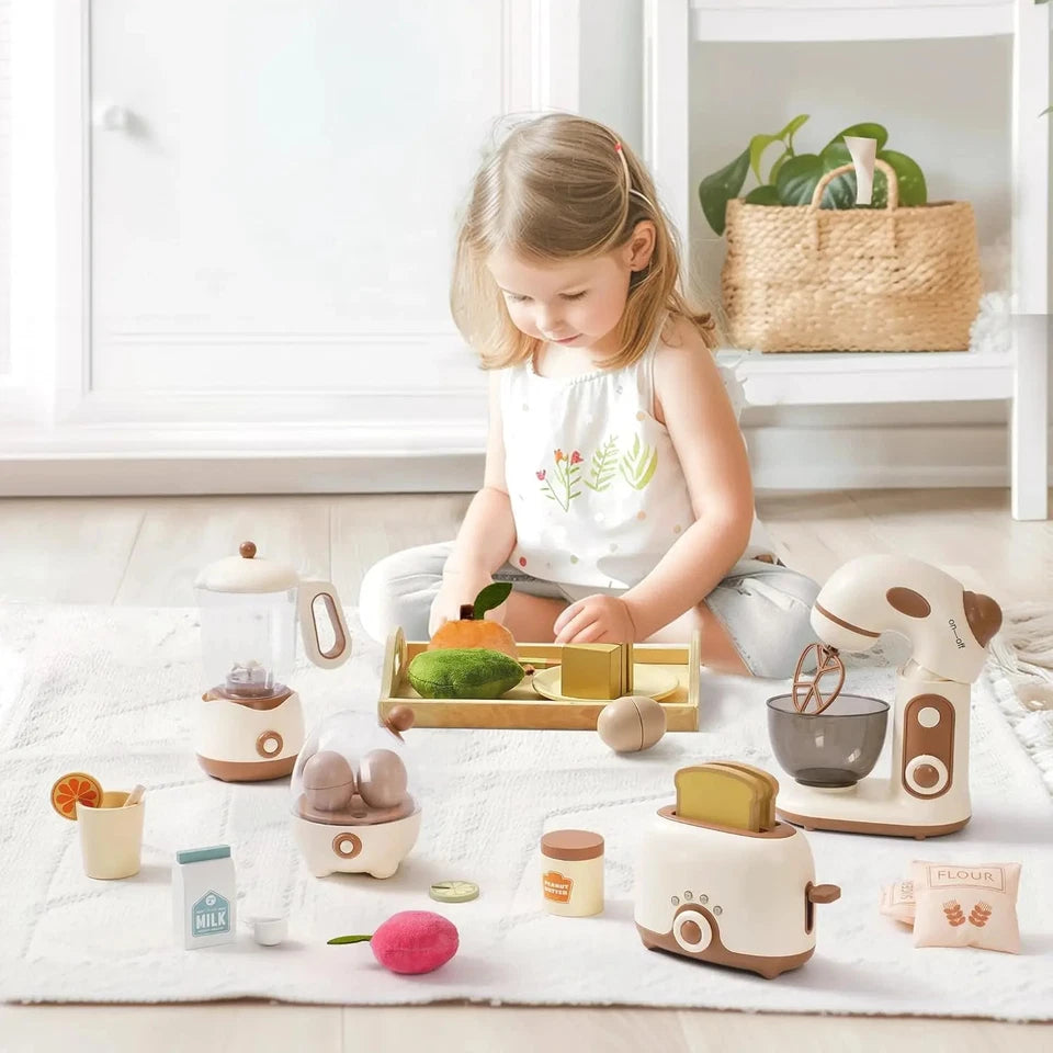 Kitchen Set Wooden Play Kitchen Appliances with Toaster Mixer Blender kitchen Playset