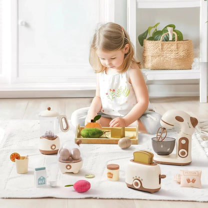 Kitchen Set Wooden Play Kitchen Appliances with Toaster Mixer Blender kitchen Playset