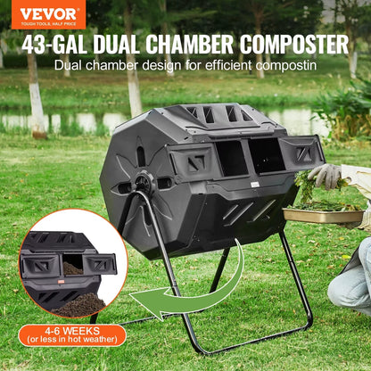 Compost Bin 18.5 Gal Dual Chamber Composting Tumbler BPA Free Composter Bin Tumbler