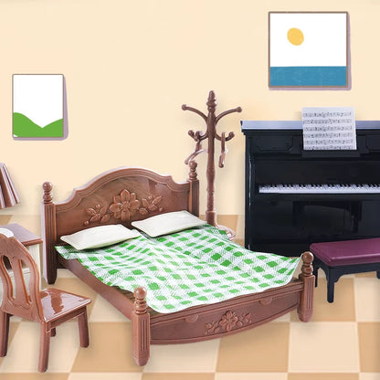 Bedroom Set Dollhouse Miniature Furniture Pretend Play Doll House Accessories