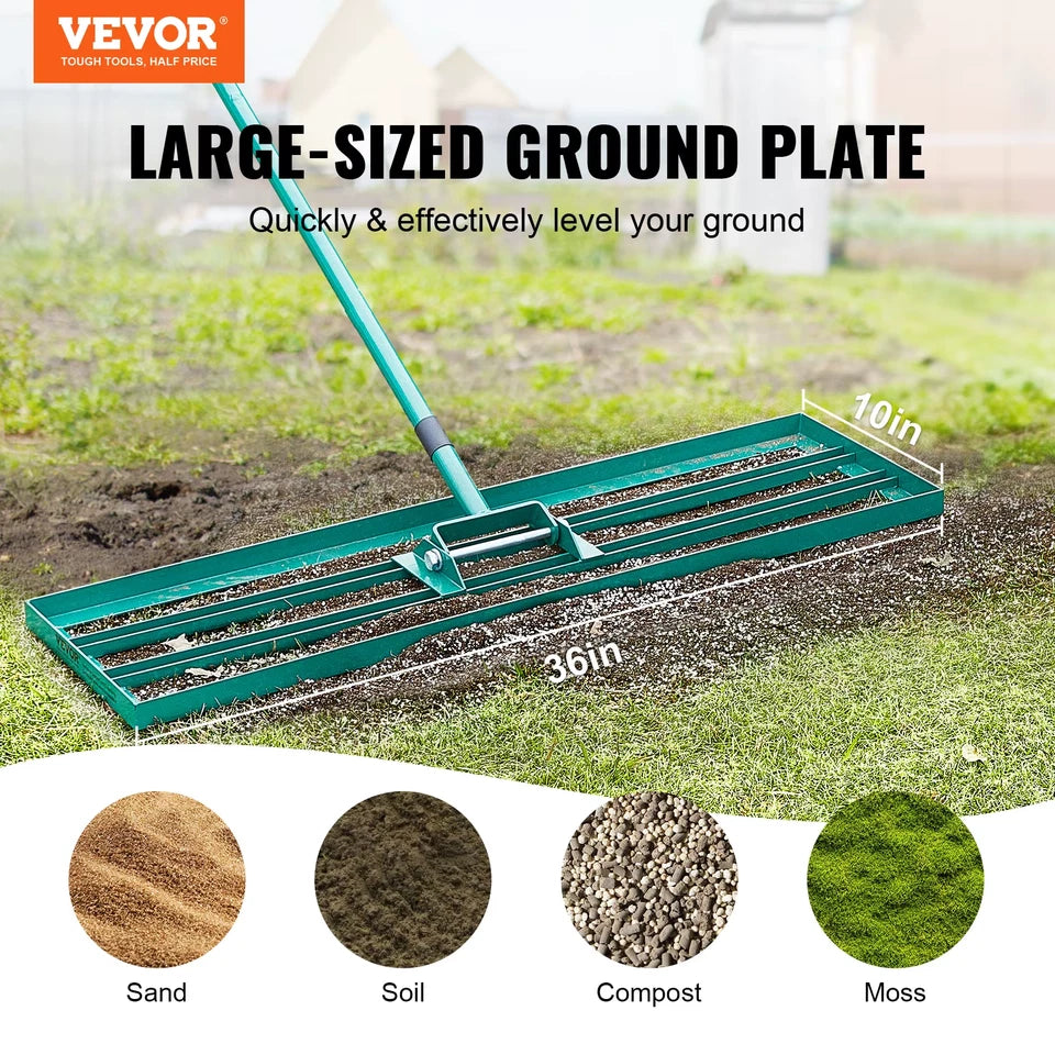 Lawn Leveling Rake 36inchx10inch Heavy-duty Lawn Leveler With 78inch Steel Extended Handle