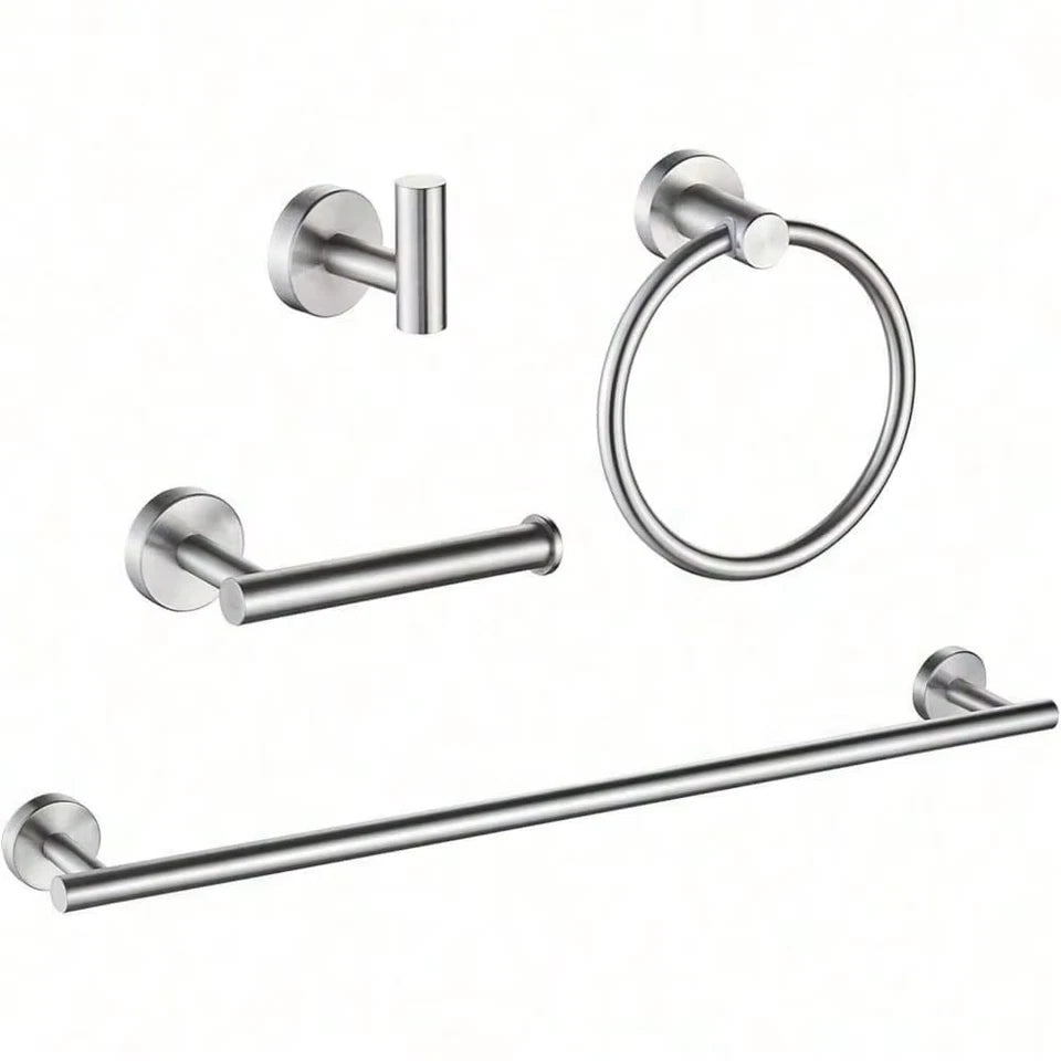 4 Piece Bathroom Hardware Set Modern 24-Inch Towel Bar Set Wall Mounted Stainless Steel Bathroom Accessories