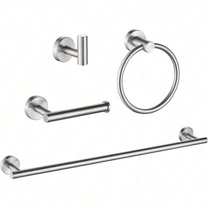4 Piece Bathroom Hardware Set Modern 24-Inch Towel Bar Set Wall Mounted Stainless Steel Bathroom Accessories