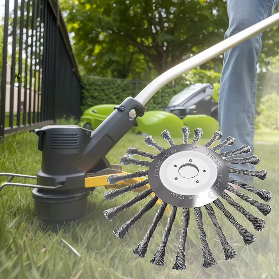 10inch Knot Steel Wire Grass Trimmer Head Universal Derusting Weeding Wheel Steel Wire Wheel Lawn Mower