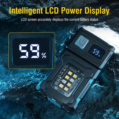 Rotatable EDC LED Flashlight Type-C Rechargeable Power Bank Torch with Magnet Clip Work Light Fishing