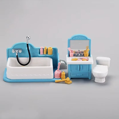 Mini Bathroom Simulation Model Scene Washbasin Room Dollhouse Miniature Decoration Furniture