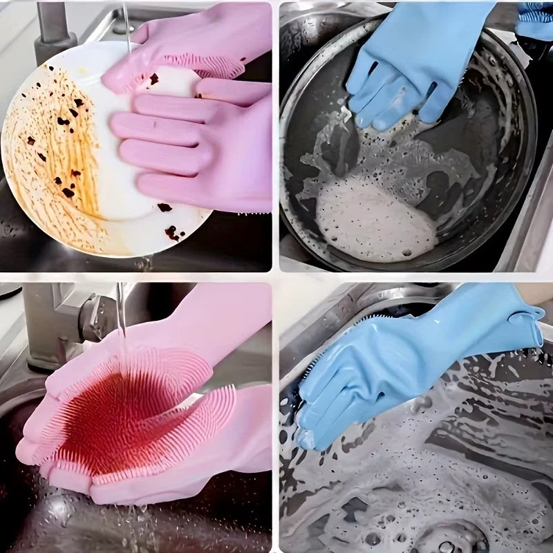 Food-Grade Silicone Gloves Oil Slip- & Heat Resistant Cleaning Gloves Durable & Easy to Clean