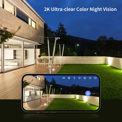 Security Cameras 2K HD Wireless WiFi Color Night Vision IP66 Waterproof Pet Dog Cat
