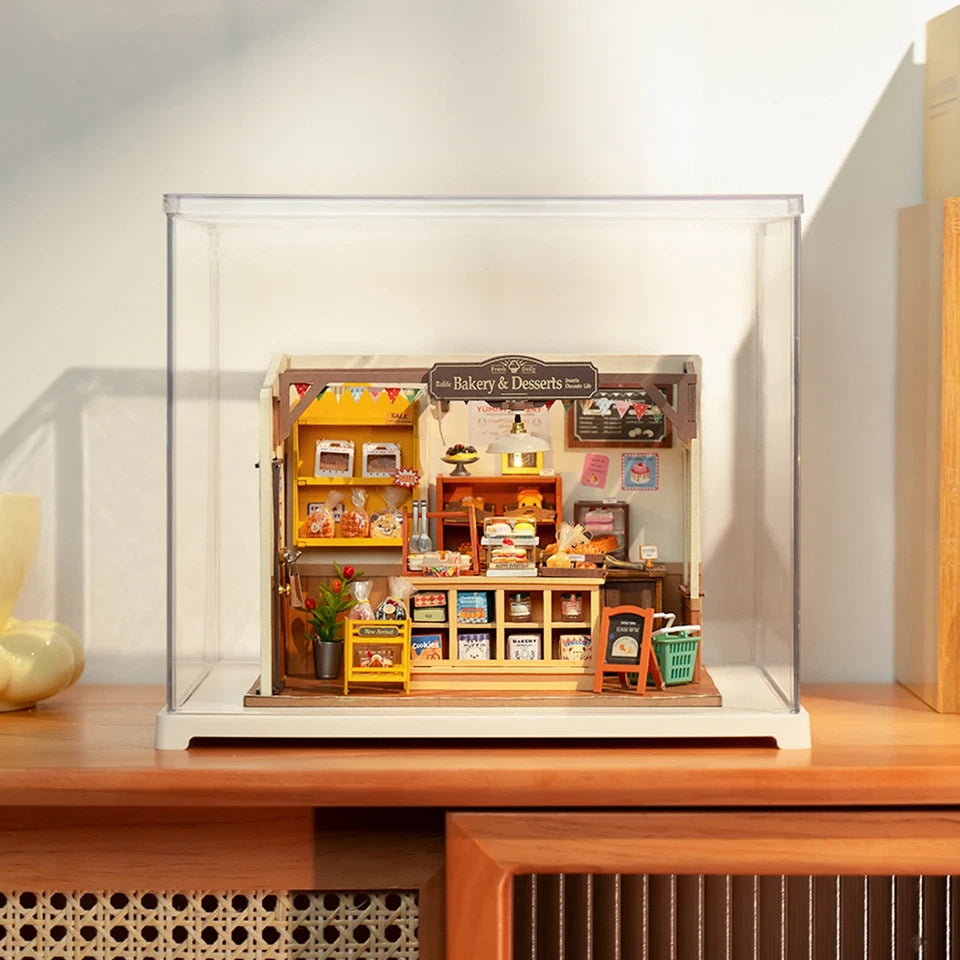 Dust Proof for All Miniature House Dollhouse Display Box Home Decoration Easy to Assembly