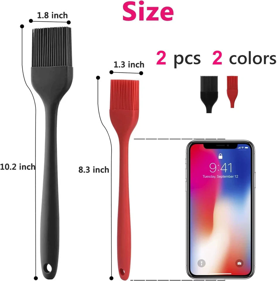 Basting Pastry Brush Set 2 Pack Heat Resistant Spread Oil Butter Sauce for BBQ Grill Barbeque Kitchen