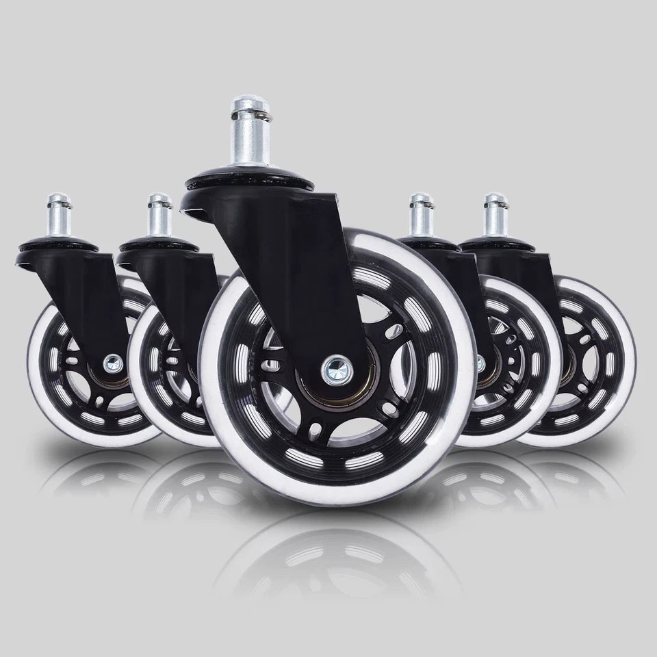 5Pcs Casters Wheels 3 Inch Swivel Rubber Wheels for Floor, Carpet, Tile 360° Smooth Rol