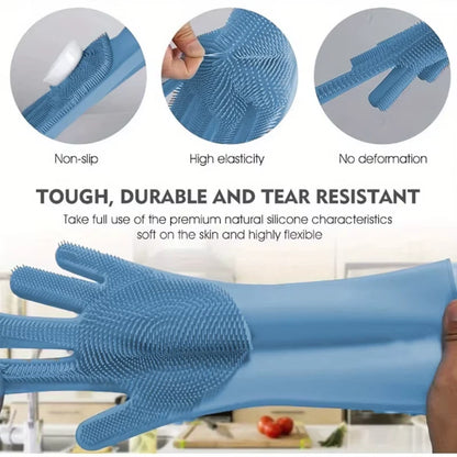 Food-Grade Silicone Gloves Oil Slip- & Heat Resistant Cleaning Gloves Durable & Easy to Clean