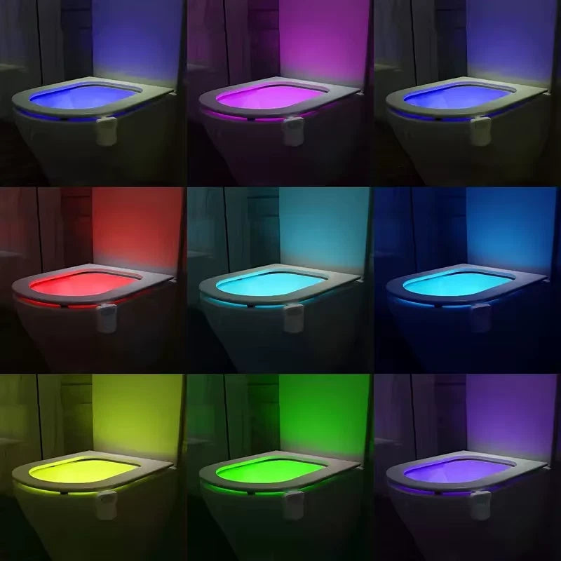 Toilet Bowl Night Light with Motion 16 Color Changing Led Gadget for Bathroom Accessory
