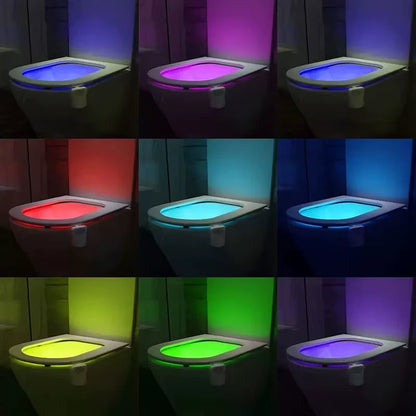 Toilet Bowl Night Light with Motion 16 Color Changing Led Gadget for Bathroom Accessory