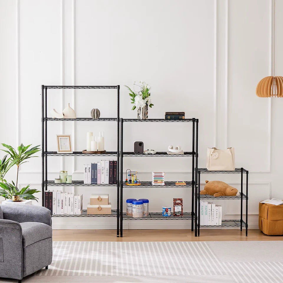 4 Tier Storage Bookshelf Adjustable Metal Wire Racks Heavy Duty Standing Shelf