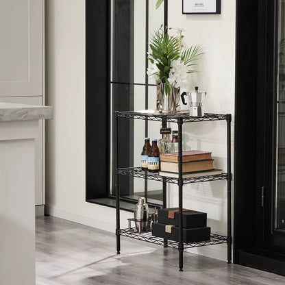 4 Tier Storage Bookshelf Adjustable Metal Wire Racks Heavy Duty Standing Shelf