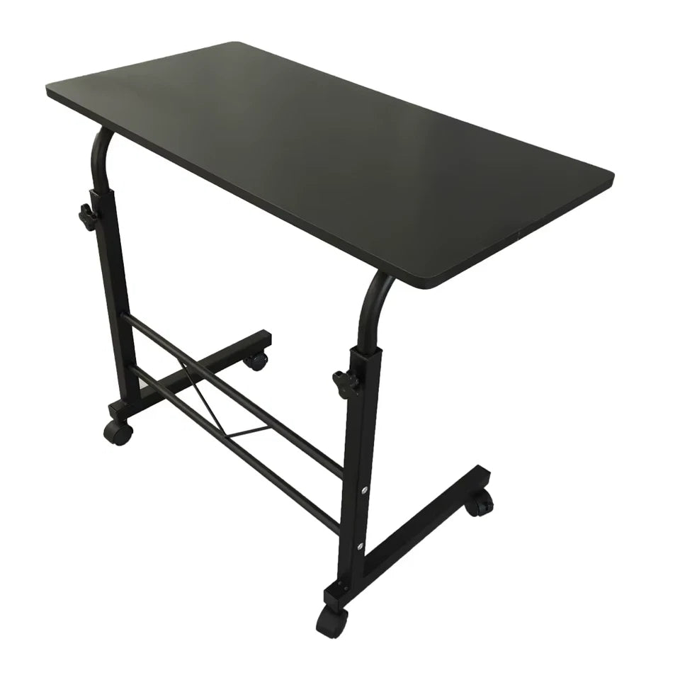 Black Pipe Rack Computer Desk Side Table Mobile Standing, Adjustable Height & Movable 60cm Particleboard with Triamine