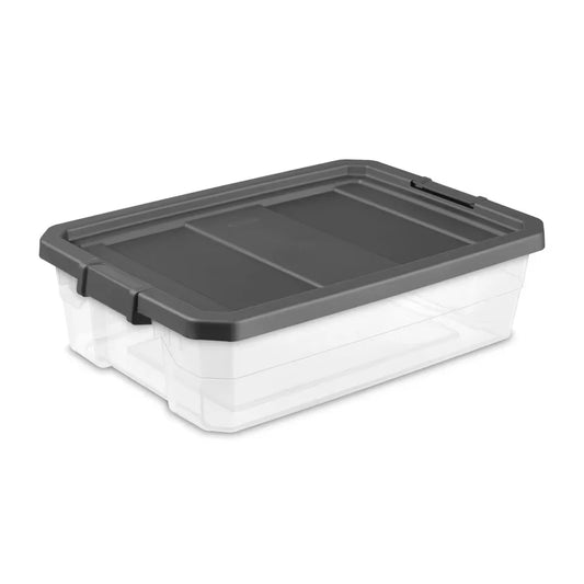 Durable Clear Plastic Stacker Box with Lid 40qt Heavy Duty Storage Bin Stackable Garage Basement